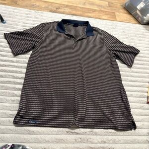 👕 Cleveland Classics Men’s Polo Shirt – Brown & Navy Micro-Stripe (XXL / TTG)